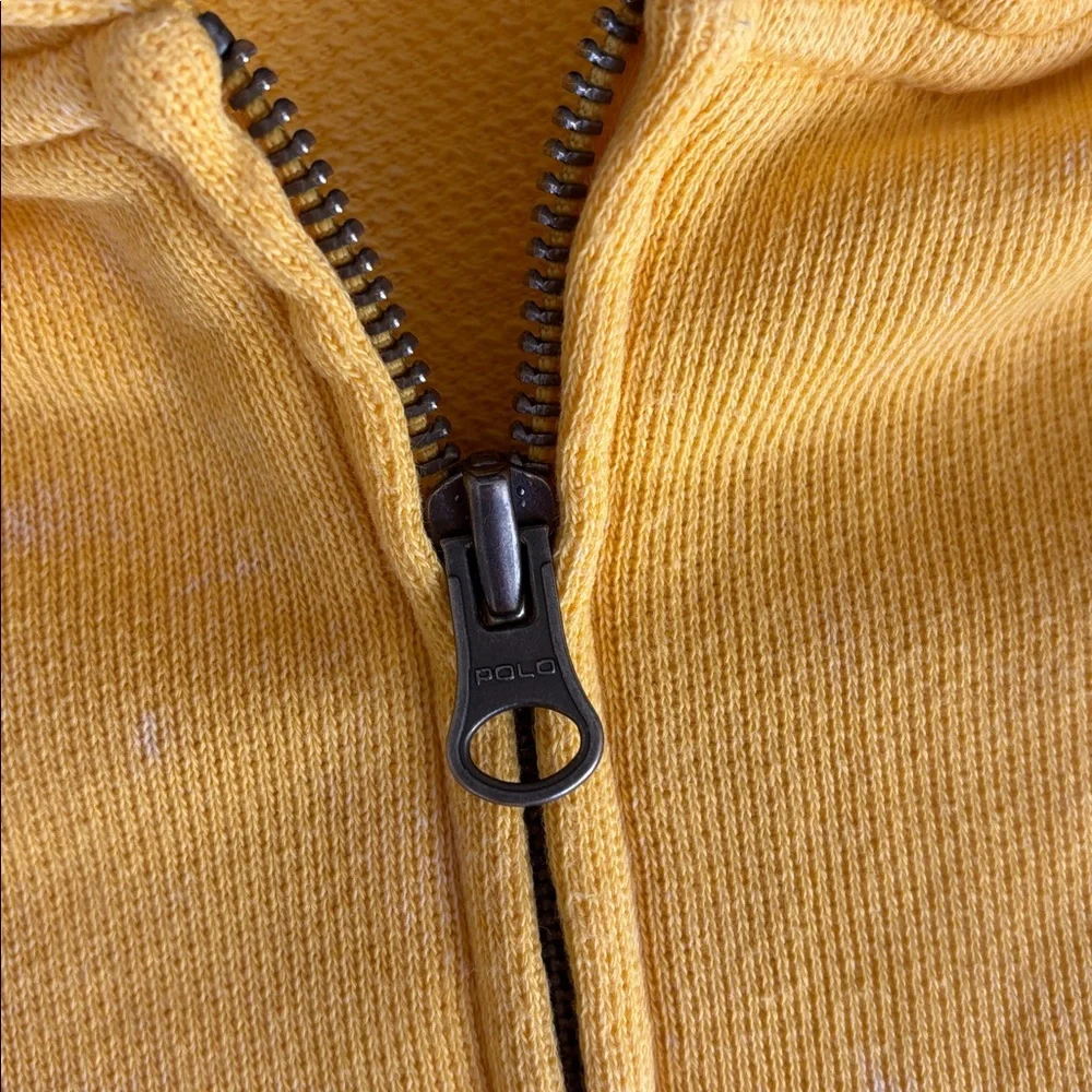 Polo Ralph Lauren Distressed Yellow Big Pony‎ Logo Full Zip Hoodie Boys Large